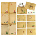 Vintage Christmas Kraft Letter Paper Santa Claus Snowman Envelope Letter Pad DIY Greeting Card Xmas New Year Party Supplies