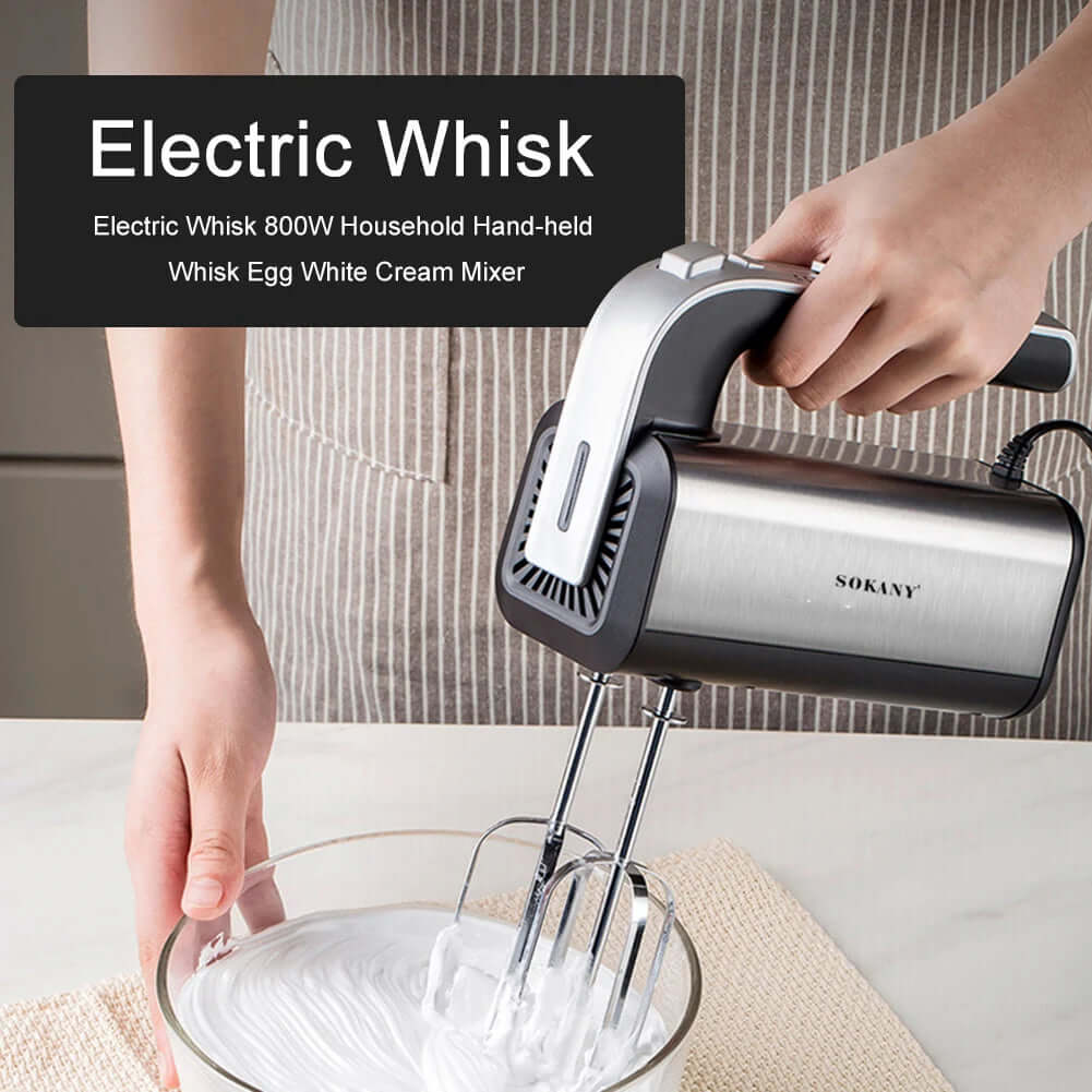 800W High Power Electric Food Mixer Dough Blender Egg Beater Spiral Whisk Cream Mixer for Household Kitchen Cooking Tools