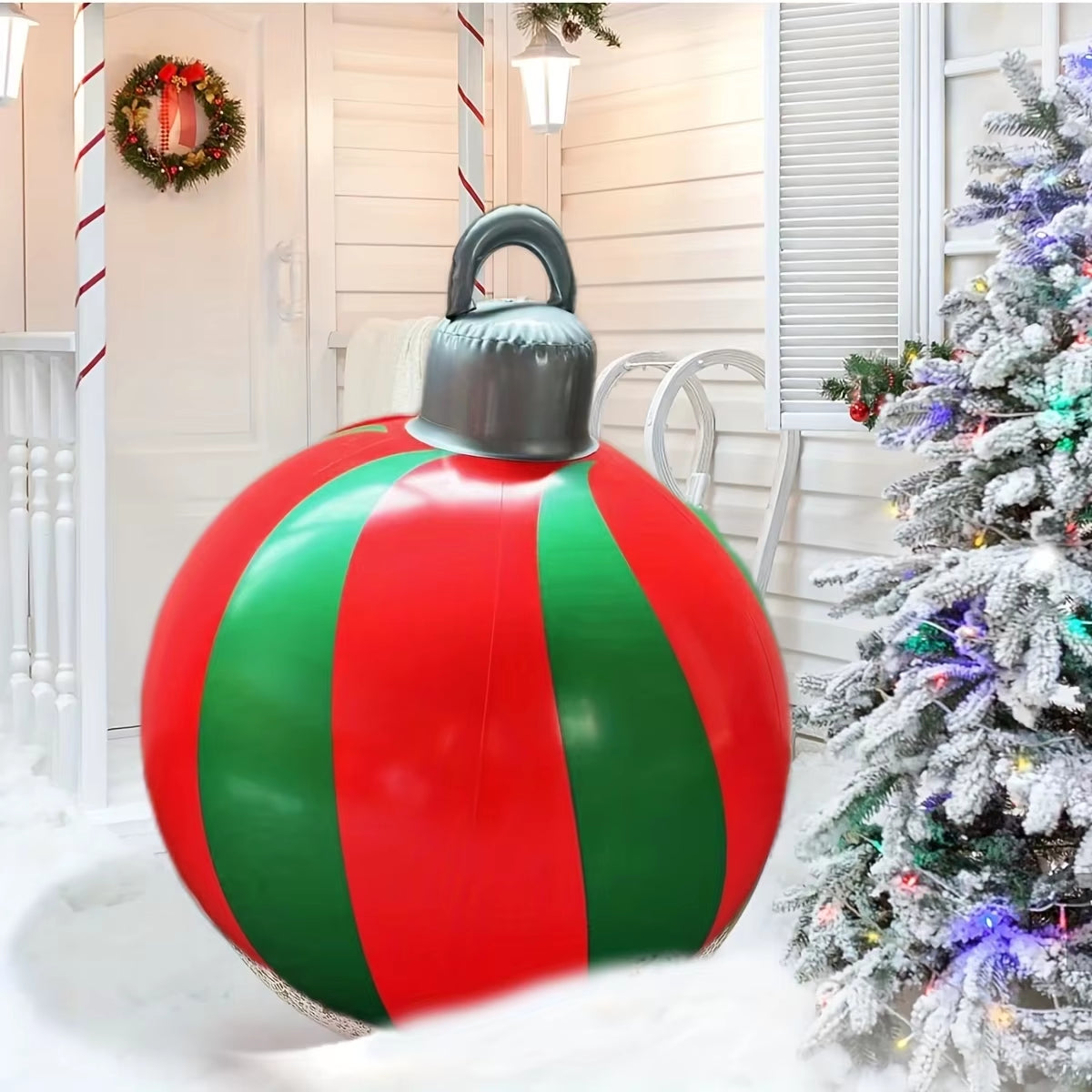 1 Pc 40Cm PVC Inflatable Christmas Decoration Ball Ornament. Christmas Outdoor Holiday Yard Lawn Porch Decoration