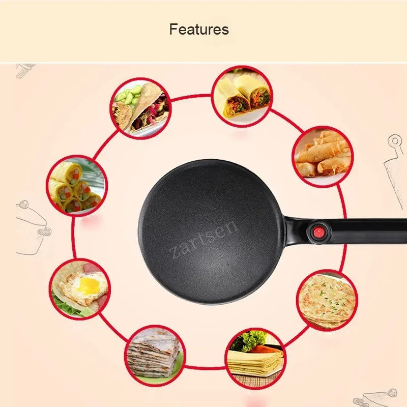 Electric Crepe Maker Breakfast Pizza Machine Pancake Baking Pan Cake Non-Stick Griddle Chinese Spring Roll Cooking Tools