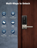 Contour Keyless Smart Lock 2 in 1 Doorbell Fingerprint Wifi with Handle, App Control, Anti-Peeping, Auto Lock, IP65 Weatherproof, 3D Biometric for Front Entry Door Sand Nickel