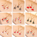 Fashion Christmas Necklace Earrings Jewelry Set for Women Christmas Tree Hat Deer Necklace Girls Party Festival Jewelry Gifts