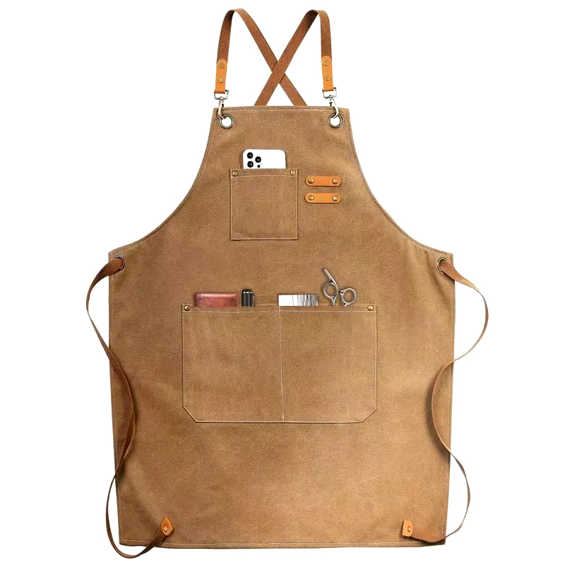 Household Canvas Apron Oil-Proof Can Wipe Hands Kitchen Cookingmen Women Adult with Tool Pockets Fashion Coffee over Apron