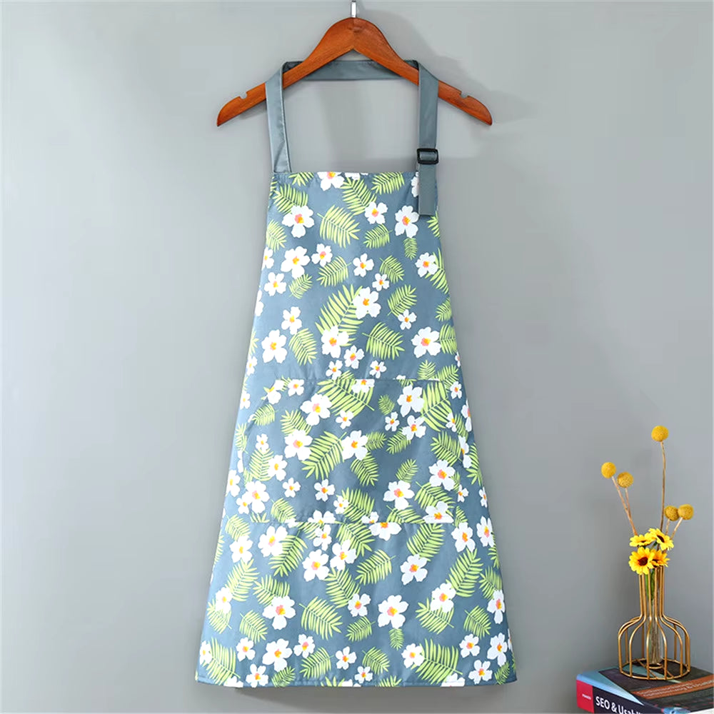 Cute Flower Kitchen Household Oil-Proof Cooking Apron for Women Children Men Kitchen Waterproof Adult Coffee Baking Accessories