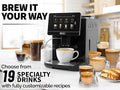 Super Automatic Coffee Espresso Machine - Durable with Grinder Maker Easy to Use 7” Touch Screen, 19 Recipes, 10 User Profiles