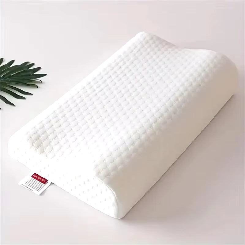 1Pc Memory Foam Pillow, Knitted Fabric Polyurethane Slow Rebound Temperature Sensing Water Cube Pillow Core for Anti-Snoring Nec