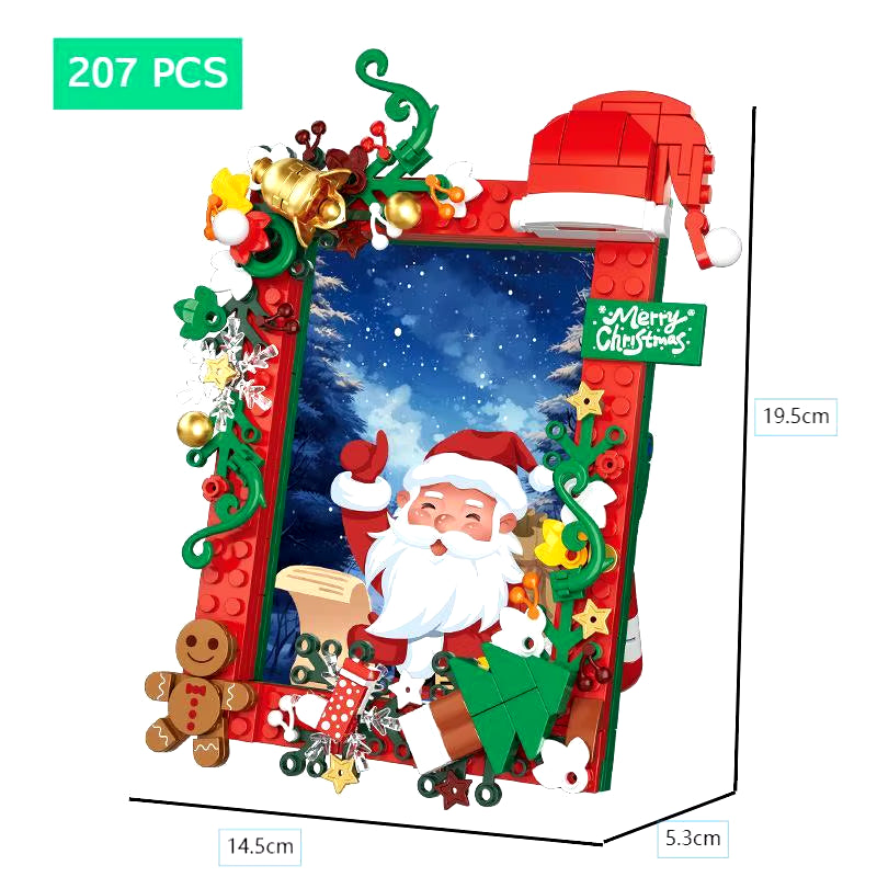 Christmas Photo Frame MOC Building Blocks Santa Claus Assembled Model Bricks Toys Desk Photo for Kids Christmas Gift