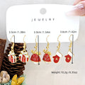 6Pcs Christmas Series Snowflake Bell Earring Combination Set, Cross-Border Hot Selling Cartoon Oil Dripping Elk Elderly Earrings