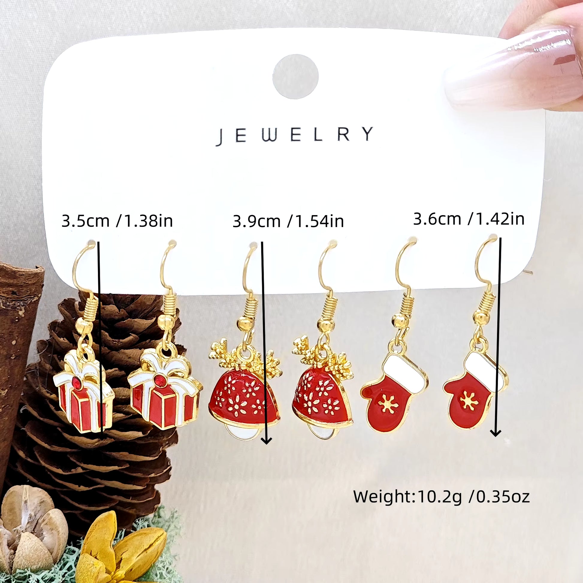 6Pcs Christmas Series Snowflake Bell Earring Combination Set, Cross-Border Hot Selling Cartoon Oil Dripping Elk Elderly Earrings