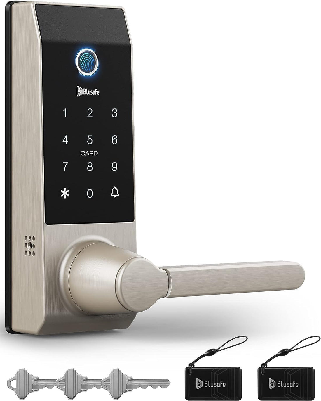 Contour Keyless Smart Lock 2 in 1 Doorbell Fingerprint Wifi with Handle, App Control, Anti-Peeping, Auto Lock, IP65 Weatherproof, 3D Biometric for Front Entry Door Sand Nickel