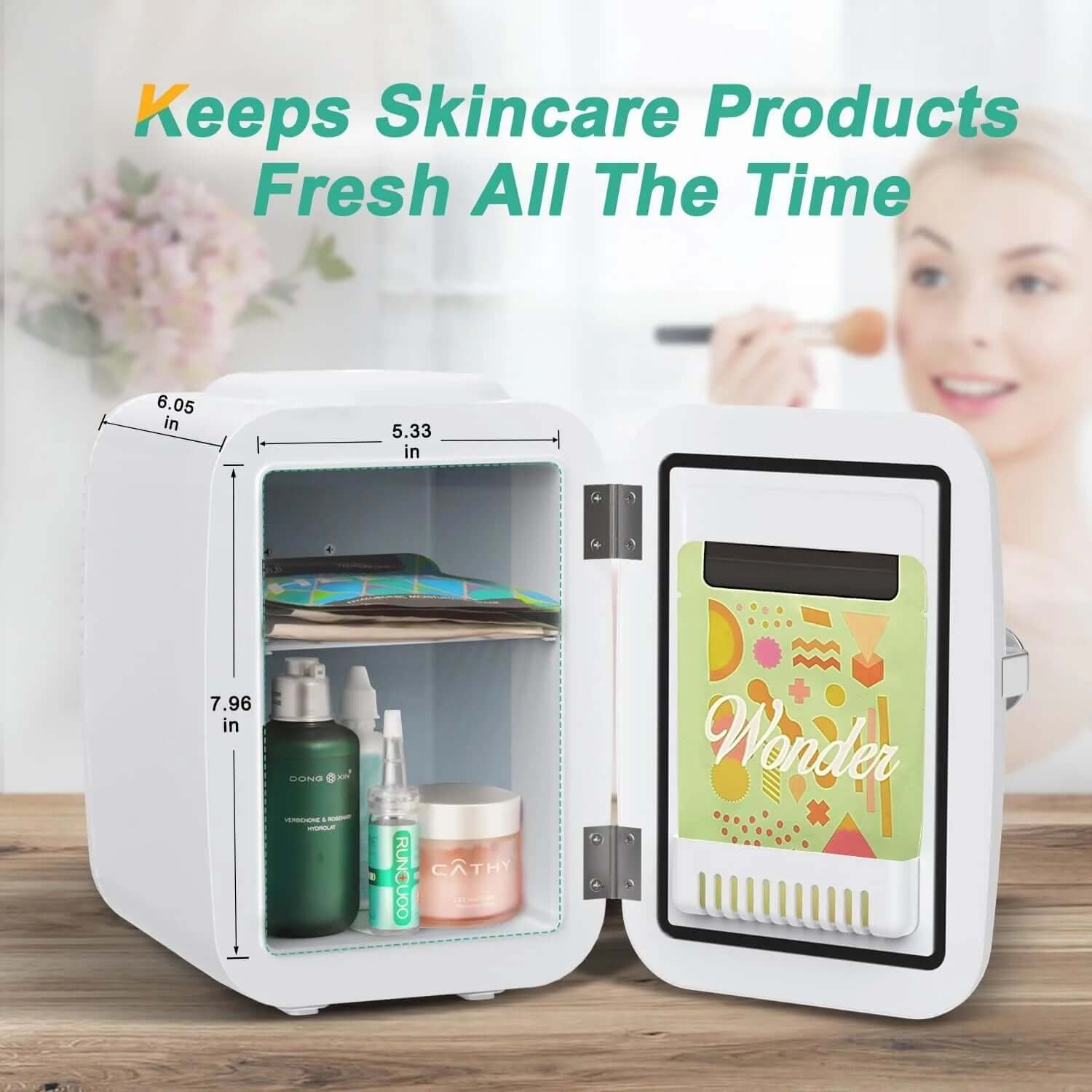 Mini Fridge, 4 L/6 Can Portable Cooler and Warmer Personal Refrigerator,Great for Bedroom, Office(White)