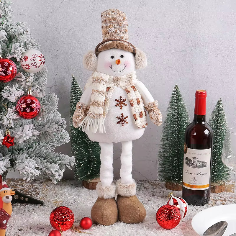 Christmas Snowman Telescopic Doll New Knitted Elk Doll Window Scene Christmas Decoration Merry Christma Gift Happy New Year 202