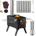 Hot Tent Stove,  Wood Burning Stove, Portable Wood Stove with 6 Stainless Chimney Pipes for Outdoor Heating & Cooking, Ice Fishing, Hunting