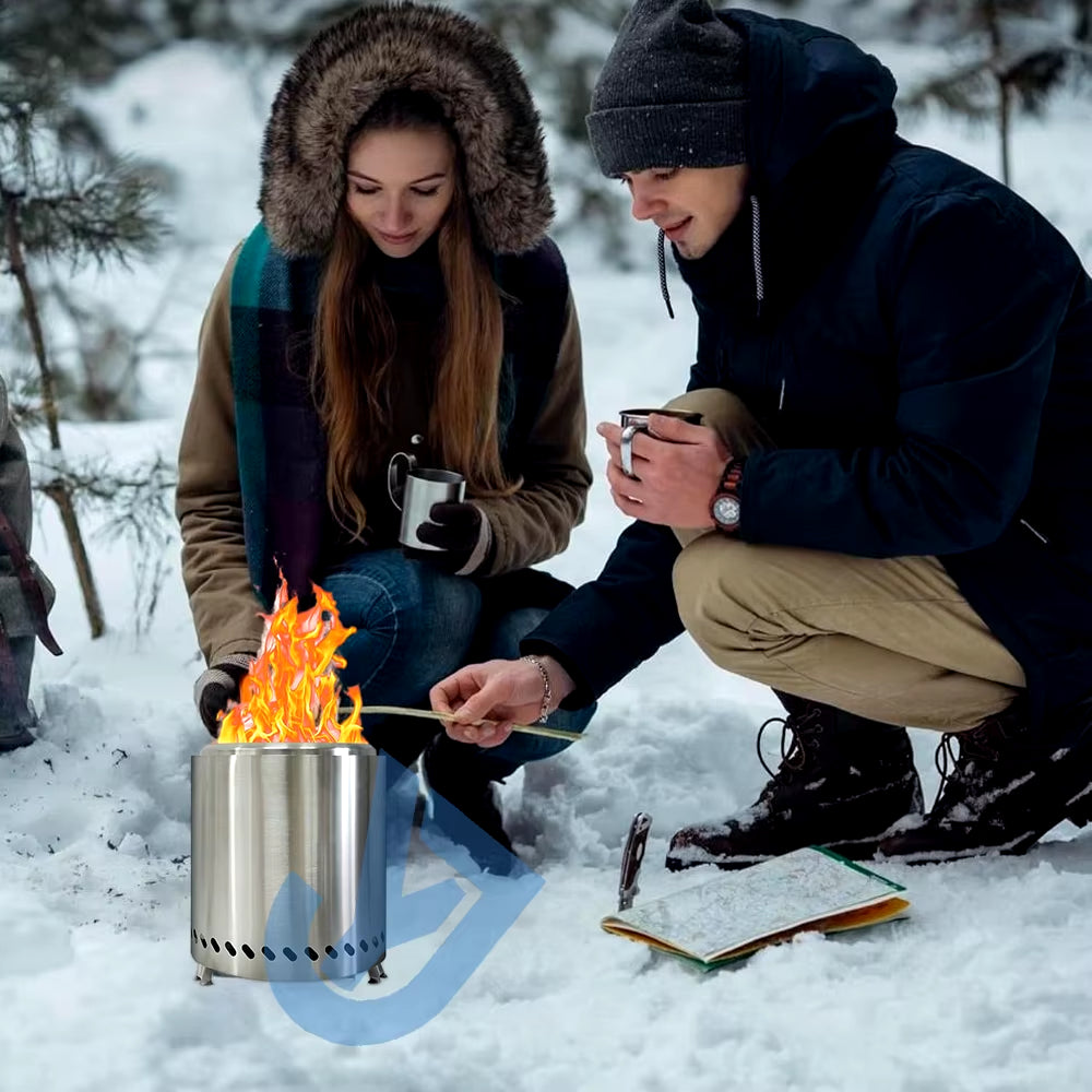 Outdoor Camping Non-Smoking Portable Stainless Steel Burner Heater Mini Fire Wood Stove Campfire Stove Pit Fire Basin Equipment