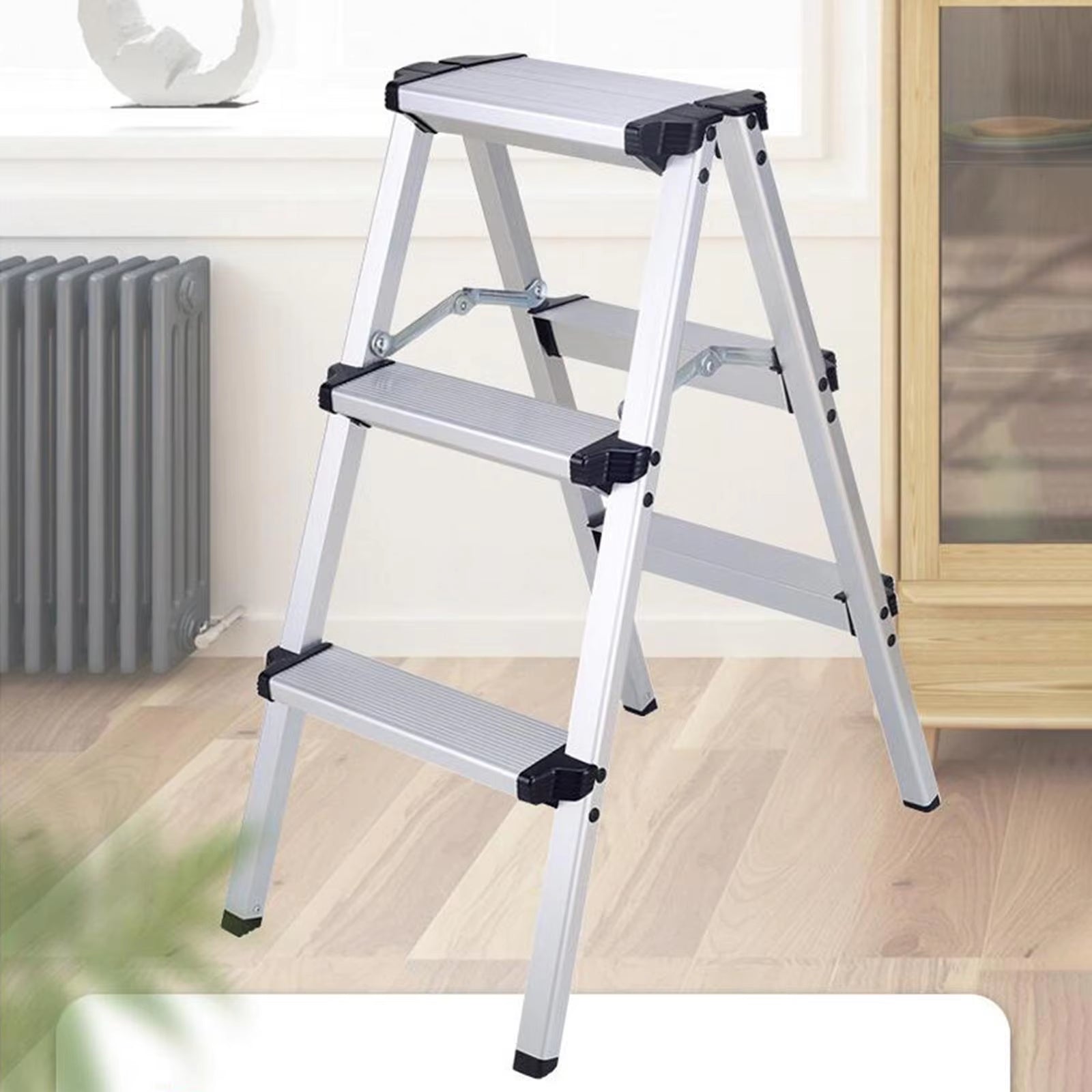 3 Step Stool Herringbone Ladders Storage Shelf Rack Ladders for Outdoor Working Household