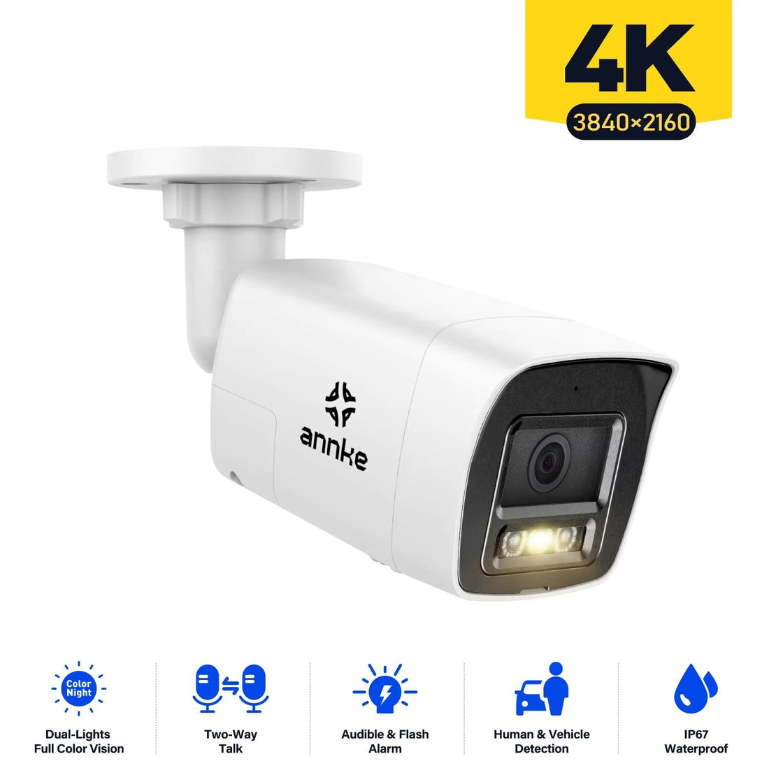 4K 8MP Security POE Camera Smart AI Human Detect Outdoor Two-Way Audio IP Camera CCTV Surveillance Color Night