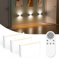 Rechargeable LED Wall Mounted Stair Night Lights with Remote, Pack of 3 Lamps and 1 Remote, Smart Group Control, Warm White Daylight Ambient Lighting, for Hallway Bedroom Kids Room