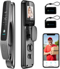 3D Face Recognition Smart Door Lock,Contactless Entry Smart Lock with Video Doorbell Camera,Wifi Digital Aluminum Face ID Fingerprint Smart Mortise Lock for Front Door
