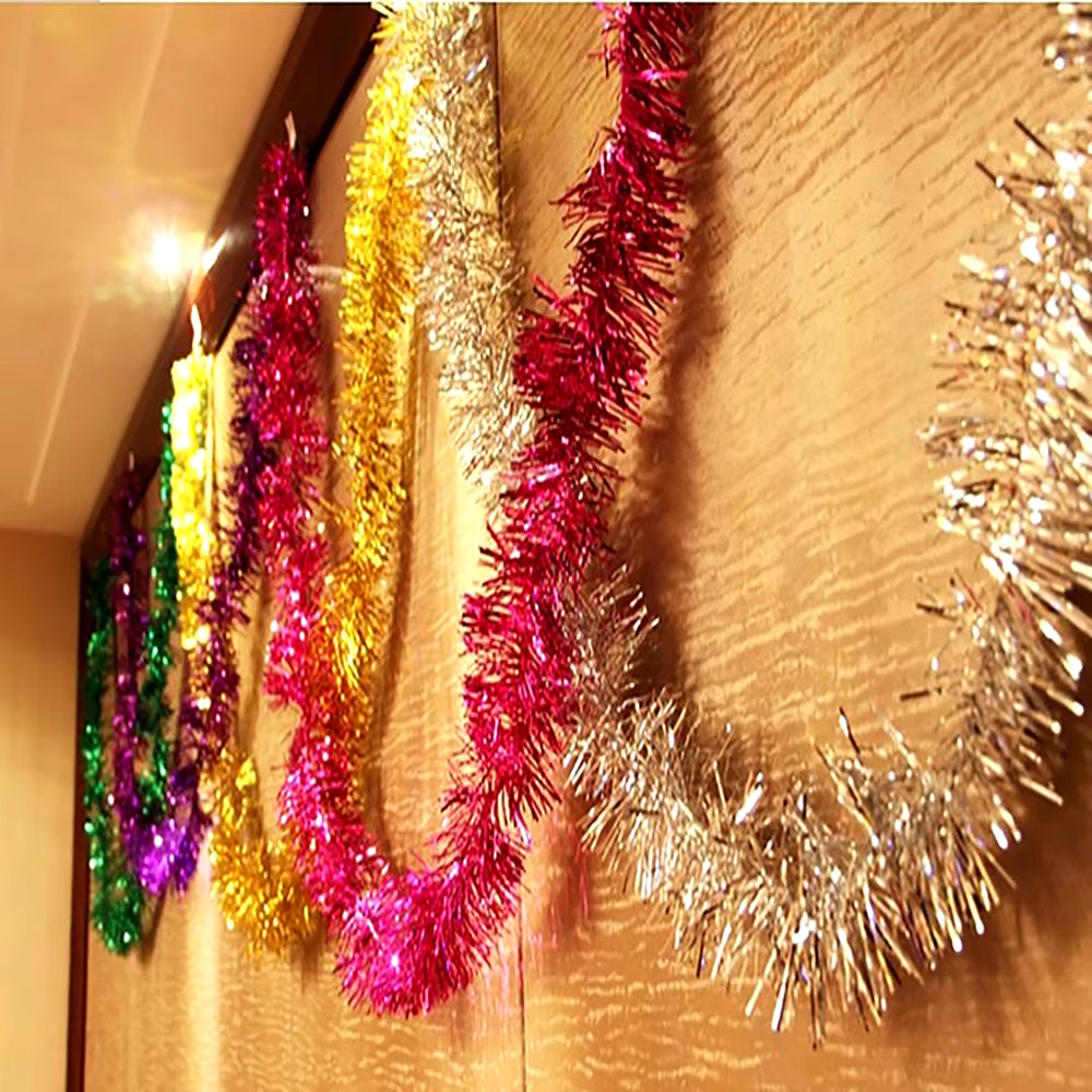 2M Christmas Garland, Gold, Silver, Red, Blue, Green,Santa Garland,Christmas Ornaments