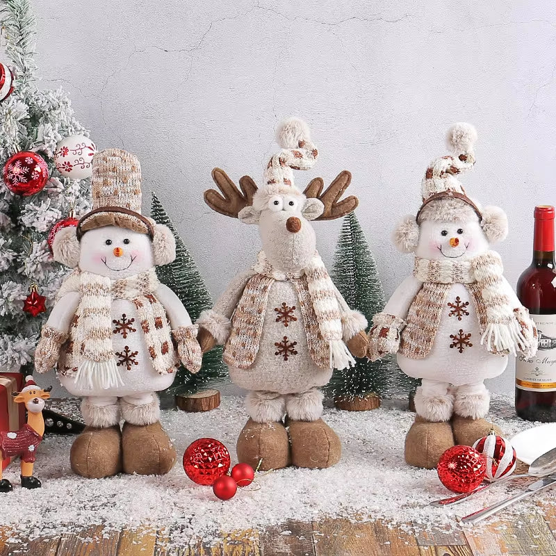 Christmas Snowman Telescopic Doll New Knitted Elk Doll Window Scene Christmas Decoration Merry Christma Gift Happy New Year 202