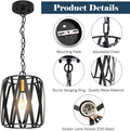 Caged Pendant Light, Industrial Farmhouse Black Pendant Light Fxitures with LED Bulb, Hanging Pendant Lighting for Kitchen Island, Dining Room, Bedroom, Bar, Hallway