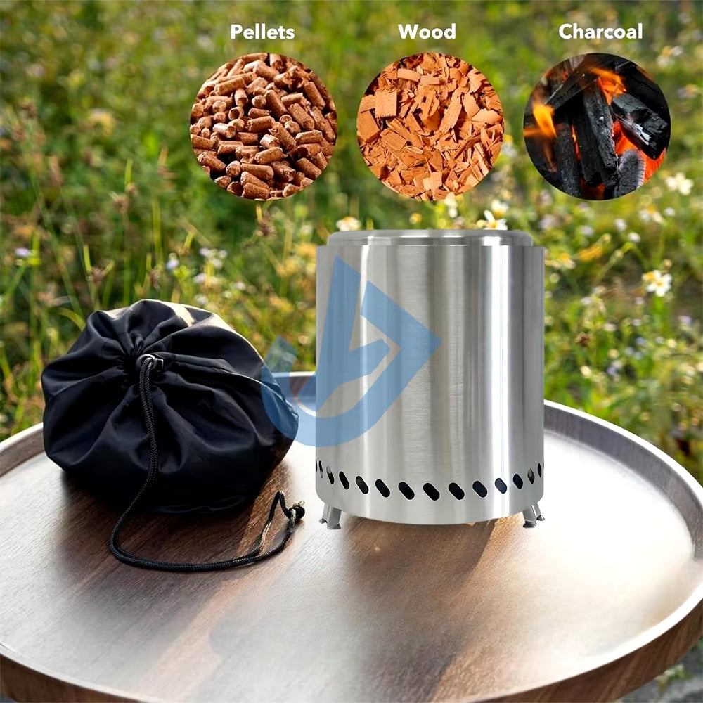 Outdoor Camping Non-Smoking Portable Stainless Steel Burner Heater Mini Fire Wood Stove Campfire Stove Pit Fire Basin Equipment